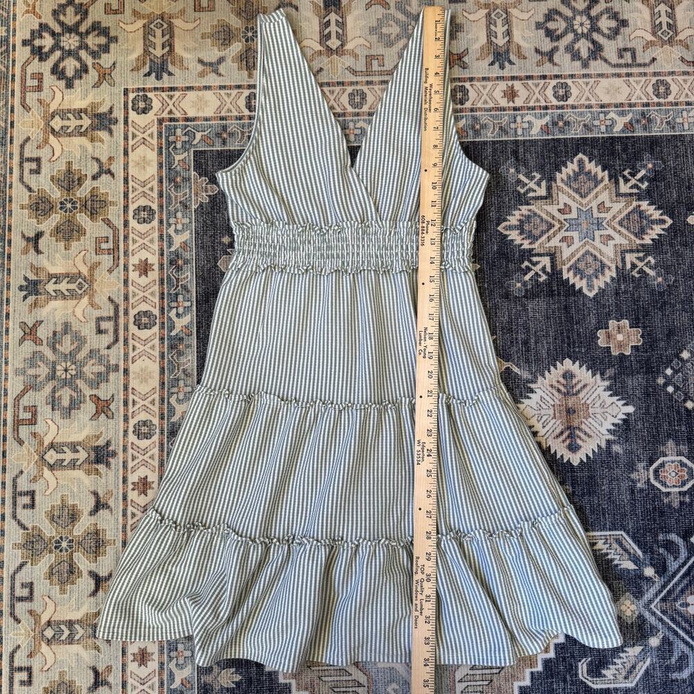 American Eagle Striped V-Neck Knit Mini Tiered Dress Women’s Size Small - Picture 7 of 8